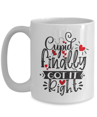 Load image into Gallery viewer, Cupid Finally Got Right Bk Valentine Day Coffee Mug Gift For Him Her Drinkware - CrazyFamilyLove