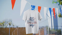 Load and play video in Gallery viewer, All American Wife 4th of July Fourth White Cotton T-shirt Tee