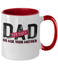 Load image into Gallery viewer, Dad Off Duty 2 Tone Ceramic Coffee Mug Cup Father Papa Daddy Birthday Drinkware - CrazyFamilyLove