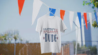 Load and play video in Gallery viewer, American Dude 4th of July Fourth USA White Cotton T-shirt Tee