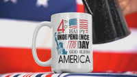 Load and play video in Gallery viewer, 4th of July Fourth Independence Day White Ceramic Coffee Tea Mug