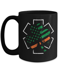 Load image into Gallery viewer, EMT Paramedic St. Patrick’s Day Clover Flag Black Ceramic Coffee Tea Mug | Lucky Leprechaun Emerald Green Rainbow Potinn Drinkware - CrazyFamilyLove