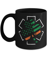Load image into Gallery viewer, EMT Paramedic St. Patrick’s Day Clover Flag Black Ceramic Coffee Tea Mug | Lucky Leprechaun Emerald Green Rainbow Potinn Drinkware - CrazyFamilyLove