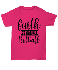 Load image into Gallery viewer, Faith Family Gridiron American Fantasy Football Black Graphic Tshirt Teeshirt Red Zone Quarterback Blitz TD Interception Halftime Punt Cotton Shirt - CrazyFamilyLove