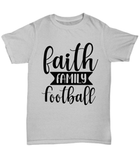 Load image into Gallery viewer, Faith Family Gridiron American Fantasy Football Black Graphic Tshirt Teeshirt Red Zone Quarterback Blitz TD Interception Halftime Punt Cotton Shirt - CrazyFamilyLove