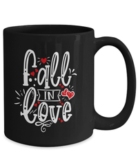 Load image into Gallery viewer, Fall in Love Valentine Day Black Coffee Tea Mug Gift For Him Her Drinkware - CrazyFamilyLove