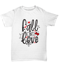 Load image into Gallery viewer, Fall in Love Valentine Day Gift for Him Her Graphic Cotton Shirt Tshirt - CrazyFamilyLove