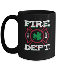 Load image into Gallery viewer, Fireman Firefighter St. Patrick’s Day Black Ceramic Coffee Tea Mug | Lucky Leprechaun Emerald Green Rainbow Clover Potinn Drinkware - CrazyFamilyLove