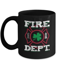 Load image into Gallery viewer, Fireman Firefighter St. Patrick’s Day Black Ceramic Coffee Tea Mug | Lucky Leprechaun Emerald Green Rainbow Clover Potinn Drinkware - CrazyFamilyLove