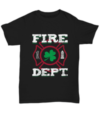 Load image into Gallery viewer, Fireman Firefighter St. Patrick’s Day Black Graphic Tshirt Teeshirt | Lucky Leprechaun Emerald Green Potinn Rainbow Clover Cotton Shirt - CrazyFamilyLove