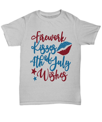Load image into Gallery viewer, Firework Kisses 4th of July Fourth Wishes Since Born in the USA Tshirt Tee | 1776 America Independence Day Star Spangled Banner Cotton Shirt - CrazyFamilyLove