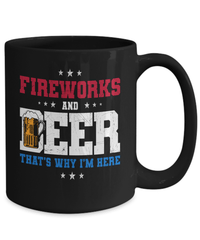 Load image into Gallery viewer, Fireworks and Beer 4th of July Fourth Born in the USA Black Ceramic Coffee Mug 1776 America Independence Day Star Spangled Banner Drinkware - CrazyFamilyLove