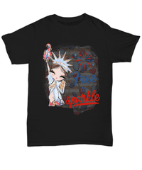 Load image into Gallery viewer, Free to Sparkle2 4th of July Fourth Since Born in the USA Tshirt 1776 America Independence Day Star Spangled Banner Cotton Shirt Teeshirt - CrazyFamilyLove