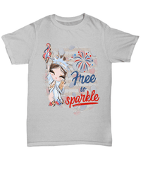 Load image into Gallery viewer, Free to Sparkle2 4th of July Fourth Since Born in the USA Tshirt 1776 America Independence Day Star Spangled Banner Cotton Shirt Teeshirt - CrazyFamilyLove