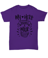 Load image into Gallery viewer, Nurse T Shirt | My Hero Wears a Mask | LPN RN Nurse | Nurse Practitioner | Nursing Assistant | Teeshirt Graphic