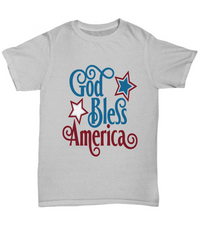 Load image into Gallery viewer, God Bless America 4th of July Fourth Since Born in the USA Tshirt 1776 American Independence Day Star Spangled Banner Cotton Shirt Teeshirt