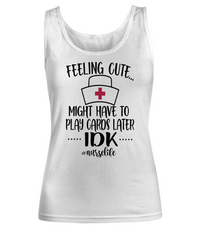 Load image into Gallery viewer, Nurse T Shirt | Feeling Cute (Nurse Hat) | LPN Nurse | RN Nurse | Nurse Practitioner | Nursing Assistant | Teeshirt Graphic