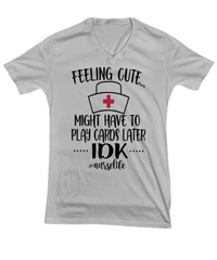 Load image into Gallery viewer, Nurse T Shirt | Feeling Cute (Nurse Hat) | LPN Nurse | RN Nurse | Nurse Practitioner | Nursing Assistant | Teeshirt Graphic