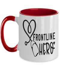Load image into Gallery viewer, Frontline Hero LPN RN ARNP Nurse Practitioner Two Tone Coffee Tea Mug Drinkware - CrazyFamilyLove