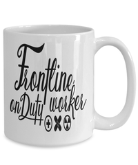 Load image into Gallery viewer, Frontline Worker on Duty LPN RN ARNP Nurse Practitioner Coffee Tea Mug Drinkware - CrazyFamilyLove