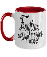 Load image into Gallery viewer, Frontline Worker on Duty LPN RN ARNP Nurse Two Tone Coffee Tea Mug Drinkware - CrazyFamilyLove