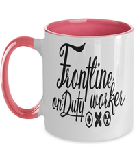 Load image into Gallery viewer, Frontline Worker on Duty LPN RN ARNP Nurse Two Tone Coffee Tea Mug Drinkware - CrazyFamilyLove