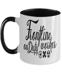 Load image into Gallery viewer, Frontline Worker on Duty LPN RN ARNP Nurse Two Tone Coffee Tea Mug Drinkware - CrazyFamilyLove
