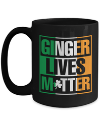 Load image into Gallery viewer, Ginger Lives Matter St. Patrick’s Day Black Ceramic Coffee Tea Mug | Lucky Leprechaun Emerald Green Rainbow Clover Potinn Drinkware - CrazyFamilyLove