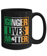 Load image into Gallery viewer, Ginger Lives Matter St. Patrick’s Day Black Ceramic Coffee Tea Mug | Lucky Leprechaun Emerald Green Rainbow Clover Potinn Drinkware - CrazyFamilyLove