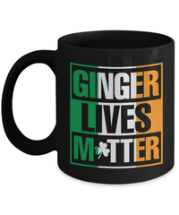 Load image into Gallery viewer, Ginger Lives Matter St. Patrick’s Day Black Ceramic Coffee Tea Mug | Lucky Leprechaun Emerald Green Rainbow Clover Potinn Drinkware - CrazyFamilyLove