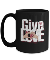 Load image into Gallery viewer, Give Love Valentine Day Black Ceramic Coffee Tea Mug Gift For Him Her Drinkware - CrazyFamilyLove