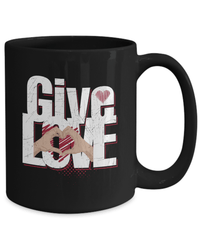 Load image into Gallery viewer, Give Love Valentine Day Black Ceramic Coffee Tea Mug Gift For Him Her Drinkware - CrazyFamilyLove