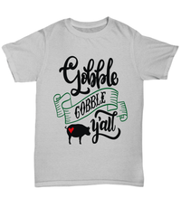 Load image into Gallery viewer, Gobble Gobble Y'all America Thanksgiving Turkey Day Graphic Tshirt Teeshirt | Pumpkin Patch Autumn Fall Harvest Corn Stalk Maze Cotton Shirt - CrazyFamilyLove