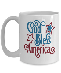 Load image into Gallery viewer, God Bless America 4th of July Fourth Born in the USA Ceramic Coffee Tea Mug | 1776 American Independence Day Star Spangled Banner Drinkware - CrazyFamilyLove