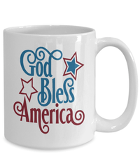 Load image into Gallery viewer, God Bless America 4th of July Fourth Born in the USA Ceramic Coffee Tea Mug | 1776 American Independence Day Star Spangled Banner Drinkware - CrazyFamilyLove