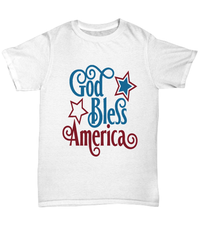 Load image into Gallery viewer, God Bless America 4th of July Fourth Since Born in the USA Tshirt 1776 American Independence Day Star Spangled Banner Cotton Shirt Teeshirt - CrazyFamilyLove
