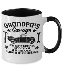 Load image into Gallery viewer, Grandpa's Garage If Ain't Broke 2 Tone Coffee Mug Grandfather Grandad Papaw Bday - CrazyFamilyLove