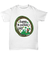 Load image into Gallery viewer, Happy St. Patrick’s Day Graphic Tshirt Teeshirt | Lucky Leprechaun Emerald Green Rainbow Shamrock Clover Potinn Short Sleeve Cotton Shirt - CrazyFamilyLove