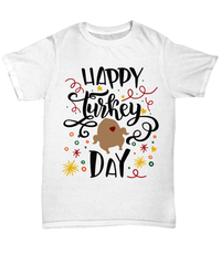 Load image into Gallery viewer, Happy Turkey Day America Thanksgiving Graphic Tshirt Teeshirt | Pumpkin Patch Autumn Fall Harvest Corn Stalk Maze Short Sleeve Cotton Shirt - CrazyFamilyLove