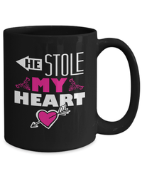 Load image into Gallery viewer, He Stole My Heart Valentine Day Black Coffee Tea Mug Gift For Him Her Drinkware - CrazyFamilyLove