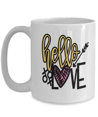 Load image into Gallery viewer, Hello Love Valentine Day Ceramic Coffee Tea Mug Gift For Him Her Drinkware Cups - CrazyFamilyLove