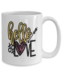 Load image into Gallery viewer, Hello Love Valentine Day Ceramic Coffee Tea Mug Gift For Him Her Drinkware Cups - CrazyFamilyLove