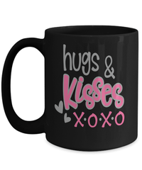 Load image into Gallery viewer, Hugs &amp; Kisses Valentine Day Black Coffee Tea Mug Gift For Him Her Drinkware Cups - CrazyFamilyLove