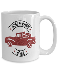 Load image into Gallery viewer, Hugs Kisses Y'all Valentine Day Coffee Tea Mug Gift For Him Her Drinkware - CrazyFamilyLove