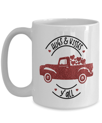Load image into Gallery viewer, Hugs Kisses Y'all Valentine Day Coffee Tea Mug Gift For Him Her Drinkware - CrazyFamilyLove