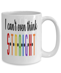 Load image into Gallery viewer, I Can't Even Think Straight LGBTQ Woman Man Gender Fluid Identity Ceramic Coffee Tea Mug FTM MTF Transgender Bisexual Rainbow Flag Drinkware - CrazyFamilyLove