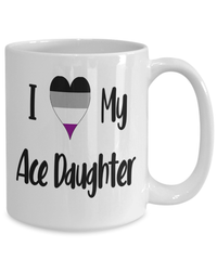 Load image into Gallery viewer, I Love My Gray Ace Daughter Asexual Ceramic Coffee Tea Mug LGBTQ+ Demisexual Allosexual Cupidsexual Pride Flag Drinkware - CrazyFamilyLove