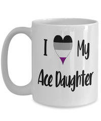 Load image into Gallery viewer, I Love My Gray Ace Daughter Asexual Ceramic Coffee Tea Mug LGBTQ+ Demisexual Allosexual Cupidsexual Pride Flag Drinkware - CrazyFamilyLove