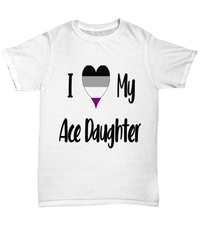 Load image into Gallery viewer, I Love My Gray Ace Daughter Asexual Tshirt Tee | LGBTQ+ Demisexual Allosexual Cupidsexual Pride Flag Short Sleeve Cotton Shirt Teeshirt - CrazyFamilyLove