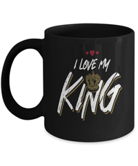 Load image into Gallery viewer, I Love My King Valentine Day Black Ceramic Coffee Mug Gift For Him Her Drinkware - CrazyFamilyLove